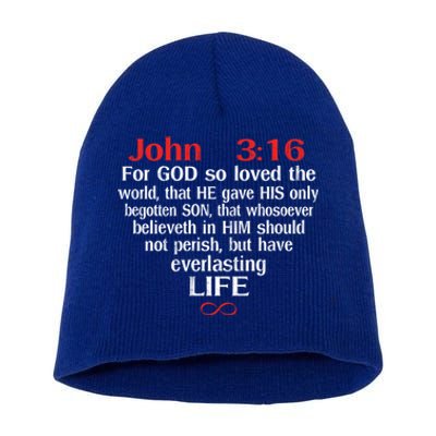 John 3:16 God Loves You Religious Motivational Inspired Gift Short Acrylic Beanie