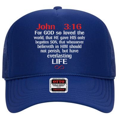 John 3:16 God Loves You Religious Motivational Inspired Gift High Crown Mesh Back Trucker Hat