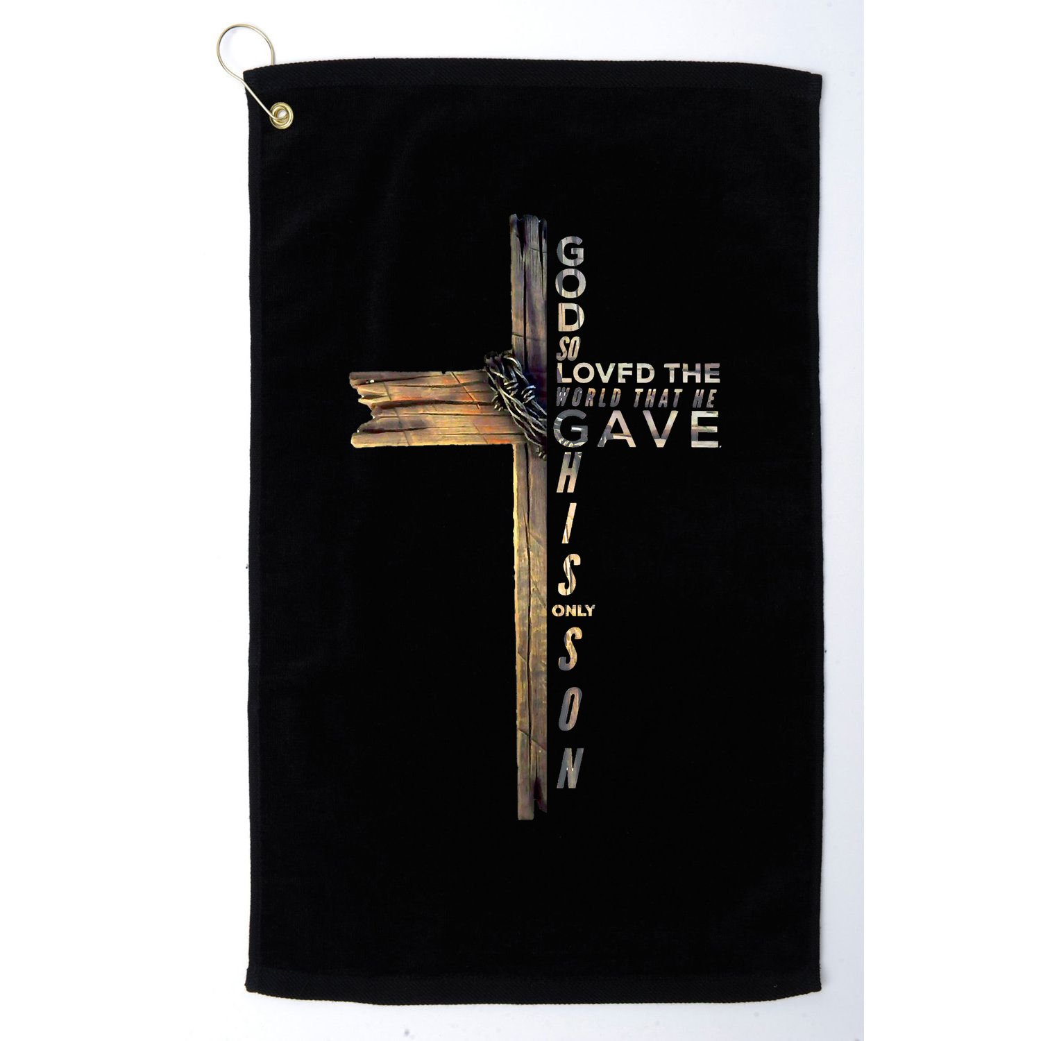 John 316 Jesus Christian God So Loved The World Golf Towel