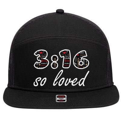 John 316 Jesus Saves Christian Bible Verse Faith 7 Panel Mesh Trucker Snapback Hat