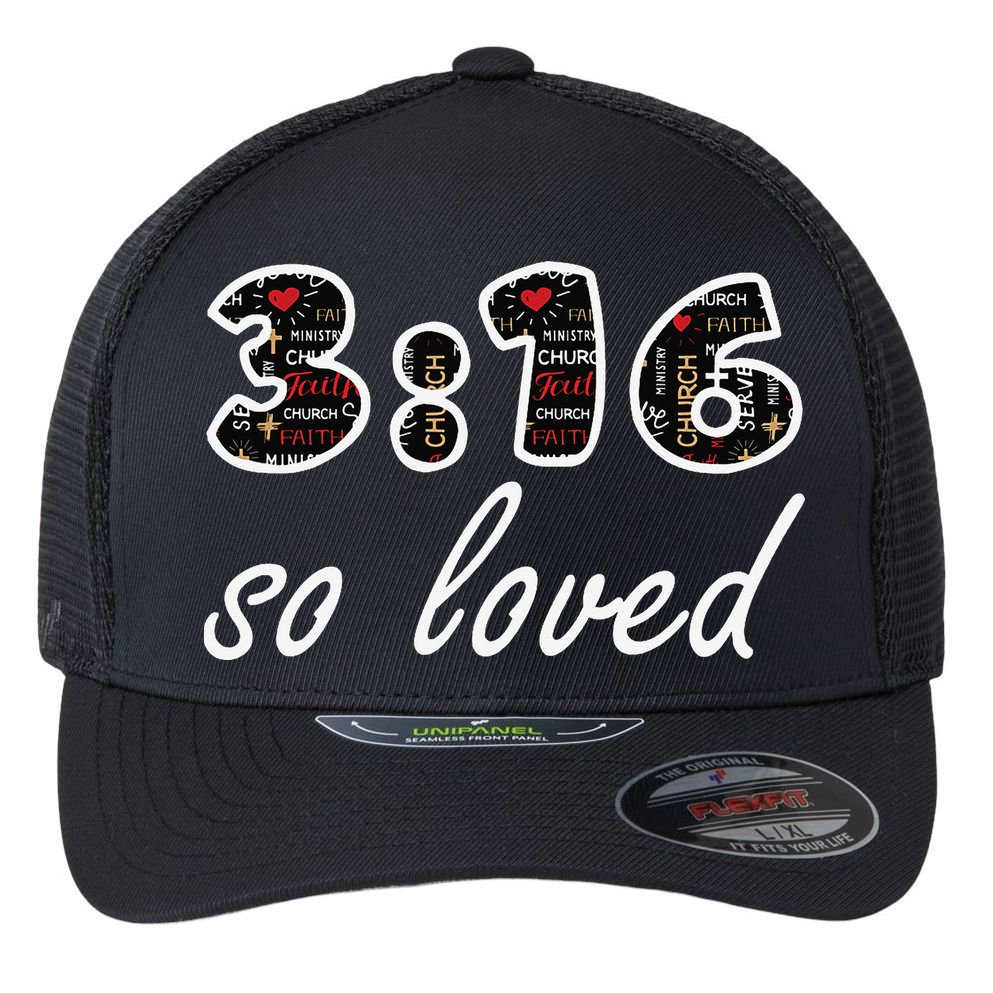 John 316 Jesus Saves Christian Bible Verse Faith Flexfit Unipanel Trucker Cap