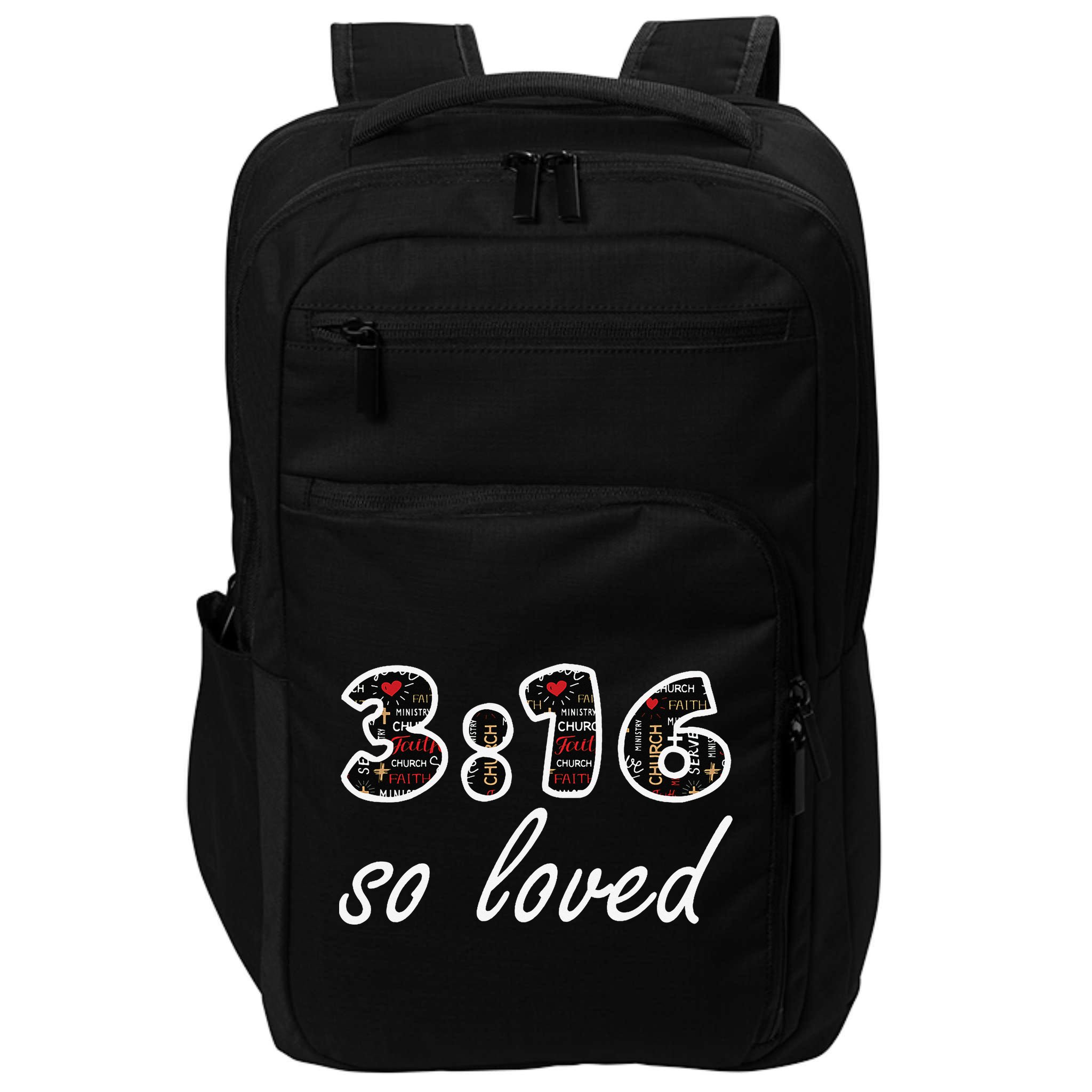 John 316 Jesus Saves Christian Bible Verse Faith Impact Tech Backpack