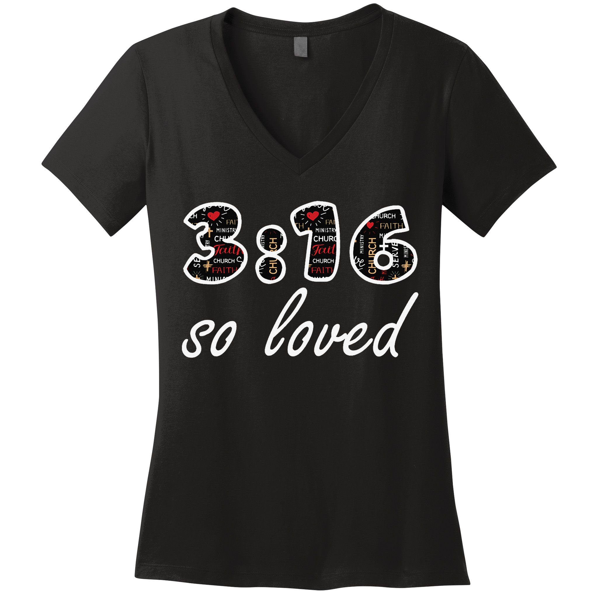 John 316 Jesus Saves Christian Bible Verse Faith Women's V-Neck T-Shirt