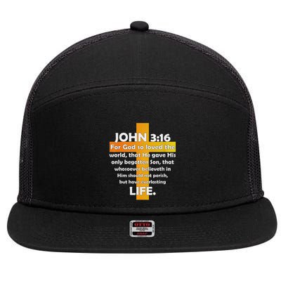 John 316 Kjv Bible Verse 7 Panel Mesh Trucker Snapback Hat