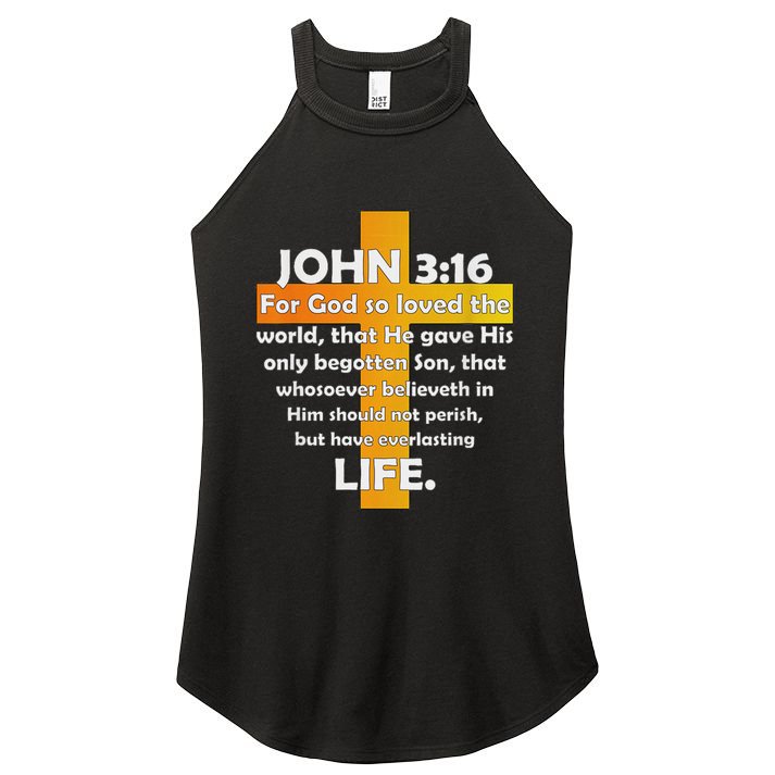 John 316 Kjv Bible Verse Women's Perfect Tri Rocker Tank