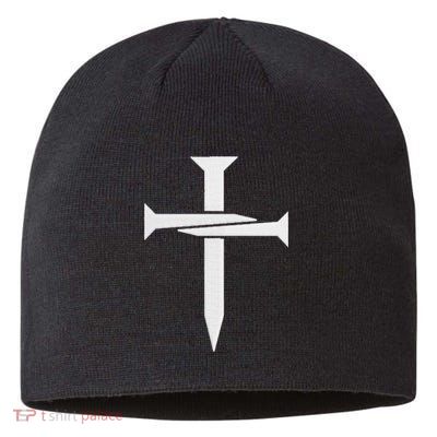Jesus 3 Nails Cross Christian Faith Catholic King Of Kings Embroidered Sustainable Beanie