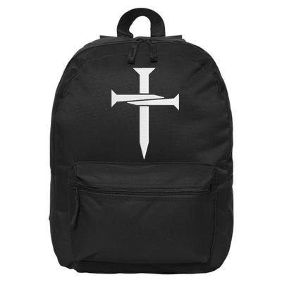 Jesus 3 Nails Cross Christian Faith Catholic King Of Kings Embroidered 16 in Basic Backpack