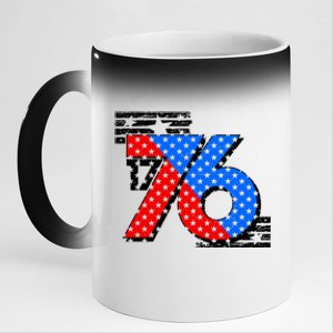 July 4th 1776 Stars And Stripes 11oz Black Color Changing Mug