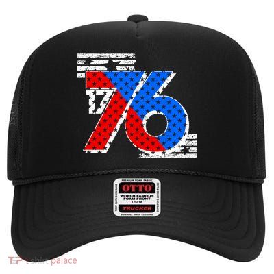 July 4th 1776 Stars And Stripes High Crown Mesh Back Trucker Hat
