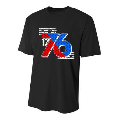 July 4th 1776 Stars And Stripes Youth Performance Sprint T-Shirt