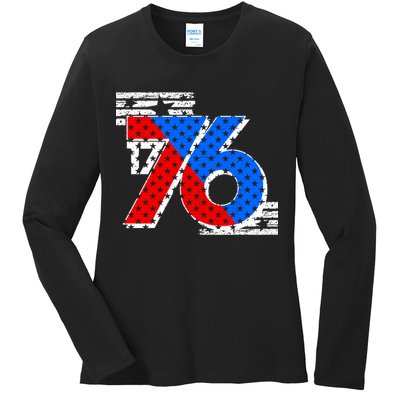 July 4th 1776 Stars And Stripes Ladies Long Sleeve Shirt