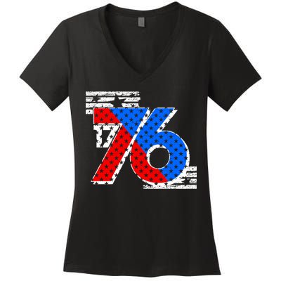 July 4th 1776 Stars And Stripes Women's V-Neck T-Shirt