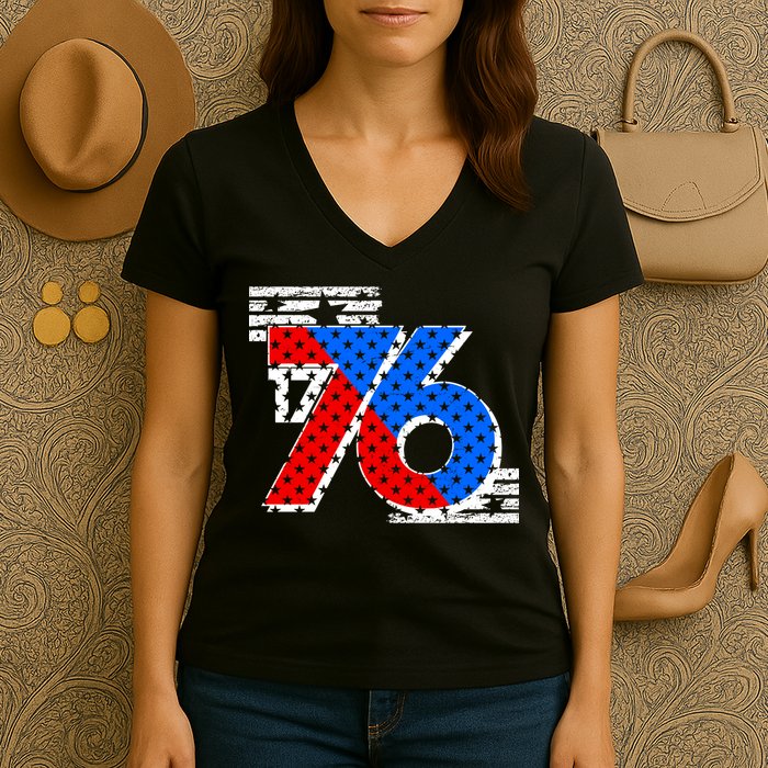 July 4th 1776 Stars And Stripes Women's V-Neck T-Shirt
