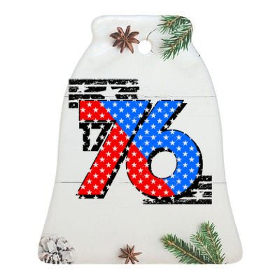 July 4th 1776 Stars And Stripes Ceramic Bell Ornament