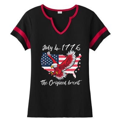 July 4 1776 Original Brexit Independence Day Ladies Halftime Notch Neck Tee