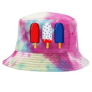 July 4th American Flag Popsicle Tie-Dyed Bucket Hat