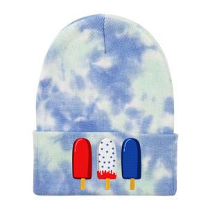 July 4th American Flag Popsicle Tie Dye 12in Knit Beanie