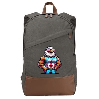 July 4th Bruh Eagle American Flag Cotton Canvas Backpack