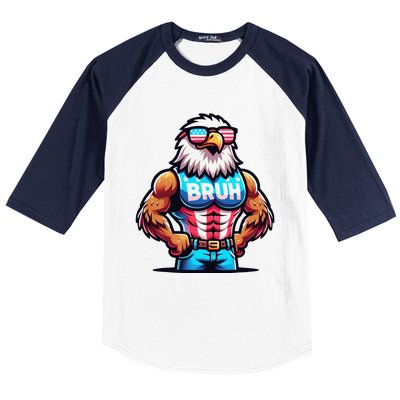 July 4th Bruh Eagle American Flag Baseball Sleeve Shirt