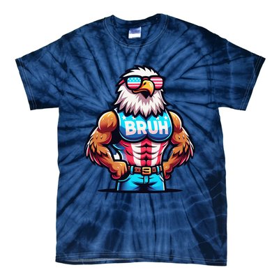 July 4th Bruh Eagle American Flag Tie-Dye T-Shirt