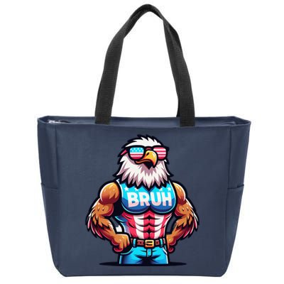 July 4th Bruh Eagle American Flag Zip Tote Bag