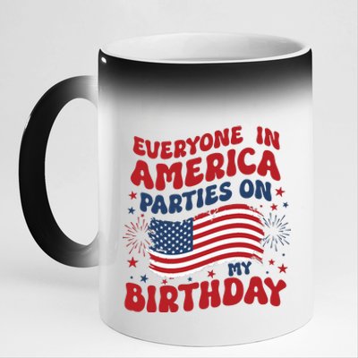 July 4th Birthday 11oz Black Color Changing Mug