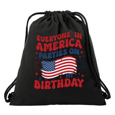 July 4th Birthday Drawstring Bag