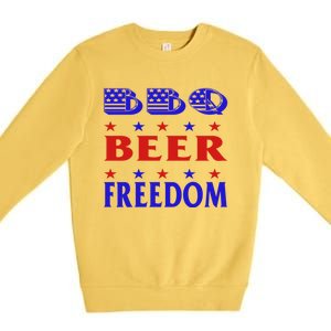 July 4 Celebrate Freedom Good Beer Great Bbq Gift Premium Crewneck Sweatshirt