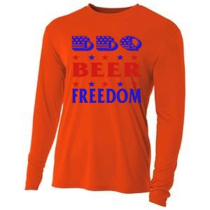 July 4 Celebrate Freedom Good Beer Great Bbq Gift Cooling Performance Long Sleeve Crew