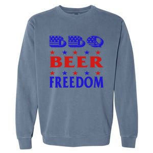 July 4 Celebrate Freedom Good Beer Great Bbq Gift Garment-Dyed Sweatshirt