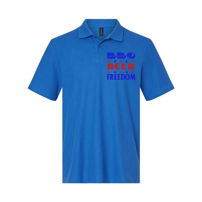 July 4 Celebrate Freedom Good Beer Great Bbq Gift Softstyle Adult Sport Polo