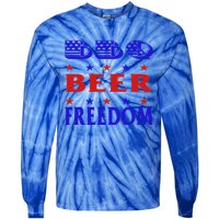 July 4 Celebrate Freedom Good Beer Great Bbq Gift Tie-Dye Long Sleeve Shirt