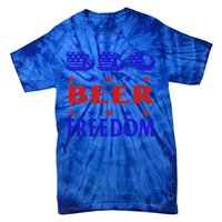 July 4 Celebrate Freedom Good Beer Great Bbq Gift Tie-Dye T-Shirt