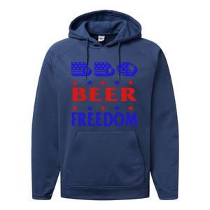 July 4 Celebrate Freedom Good Beer Great Bbq Gift Performance Fleece Hoodie