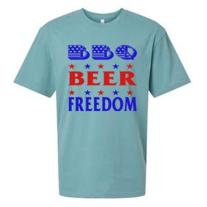 July 4 Celebrate Freedom Good Beer Great Bbq Gift Sueded Cloud Jersey T-Shirt