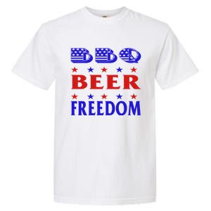 July 4 Celebrate Freedom Good Beer Great Bbq Gift Garment-Dyed Heavyweight T-Shirt