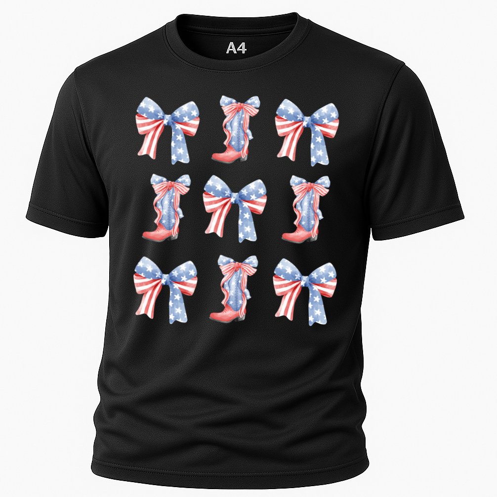 July 4th Coquette Bow America Retro Performance Shirt
