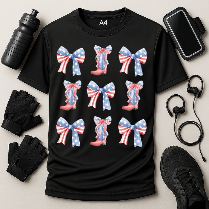 July 4th Coquette Bow America Retro Performance Shirt