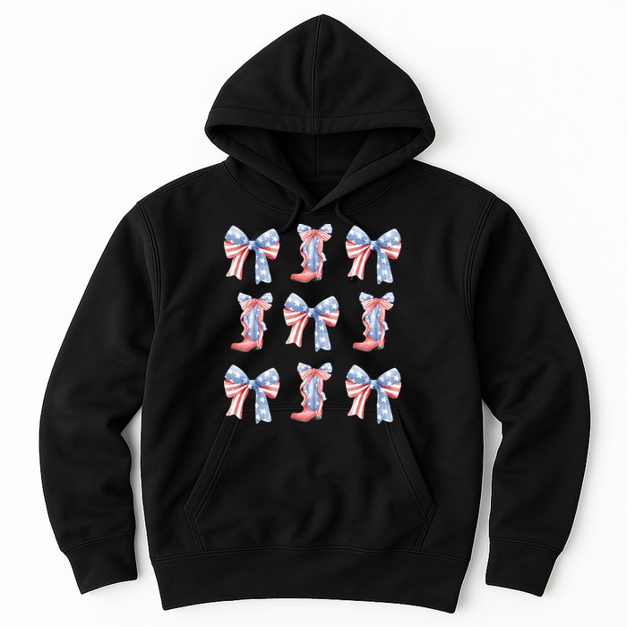 July 4th Coquette Bow America Retro Hoodie