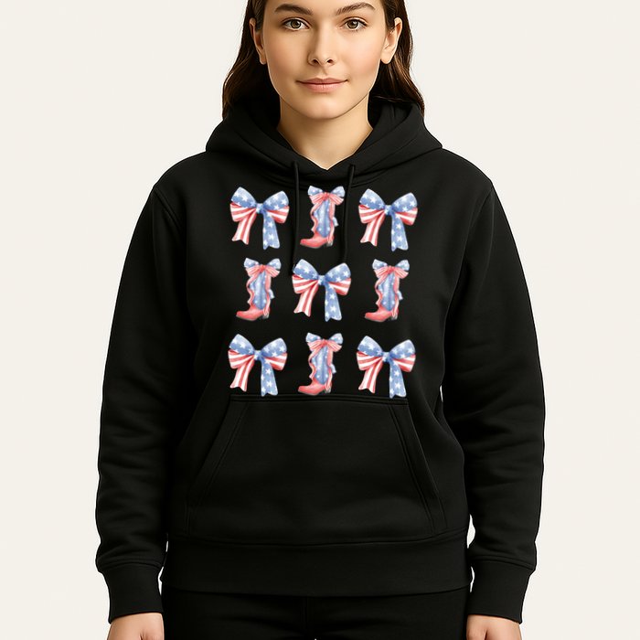 July 4th Coquette Bow America Retro Hoodie