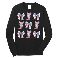 July 4th Coquette Bow America Retro Long Sleeve Shirt