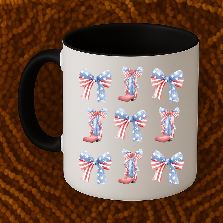 July 4th Coquette Bow America Retro Mug