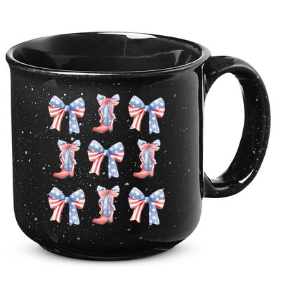 July 4th Coquette Bow America Retro 15oz Campfire Ceramic Mug