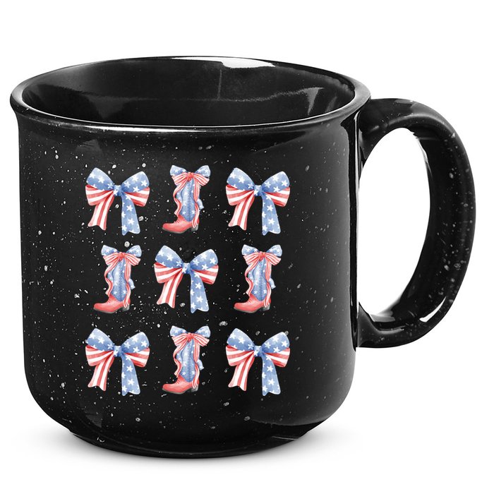 July 4th Coquette Bow America Retro 15oz Campfire Ceramic Mug
