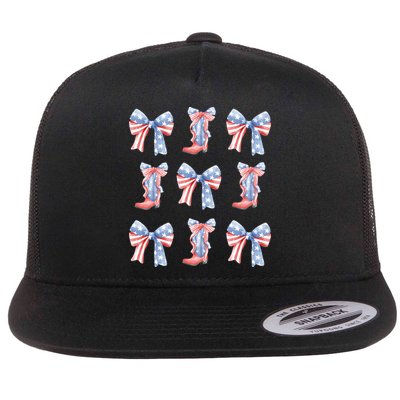 July 4th Coquette Bow America Retro Flatbill Hat