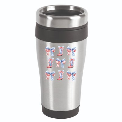 July 4th Coquette Bow America Retro 16oz Travel Tumbler