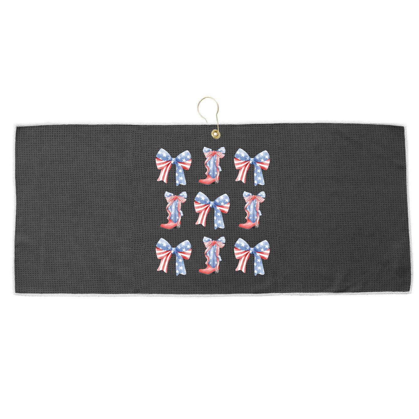 July 4th Coquette Bow America Retro Large Microfiber Waffle Golf Towel