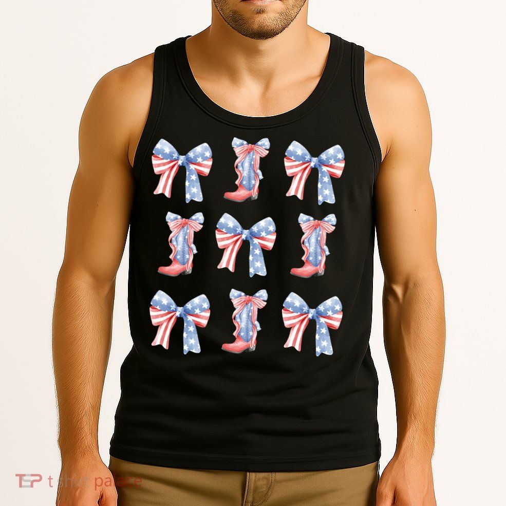 July 4th Coquette Bow America Retro Tank Top