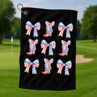 July 4th Coquette Bow America Retro Golf Towel