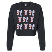 July 4th Coquette Bow America Retro Cropped Pullover Crew
